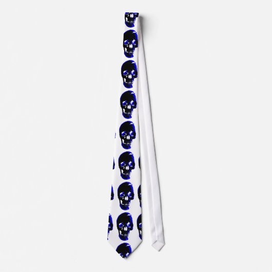 Blue Skull Pop Art Fantasy Neckwear Krawatte (Vorderseite)