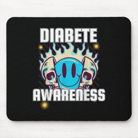 Blue Skull Smile Gesicht Diabete Monat Bewusstsein Mousepad (Vorne)