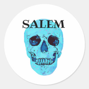 Blue Skull Sticker, Salem Massachusetts Runder Aufkleber