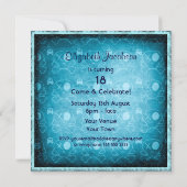 Blue Skulls, Black Glitzer & Blue Jewels laden ein Einladung (Rückseite)