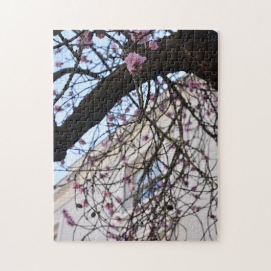 Blue Sky and Cherry Blossoms, Chelsea, London UK Puzzle (Vertikal)