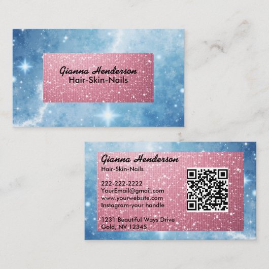Blue Sky And Pink Flashy Shiny Visitenkarte (Vorne/Hinten)
