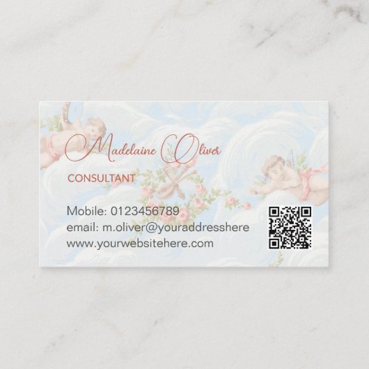 Blue Sky Angel Clouds QR-Code Visitenkarte (Rückseite)