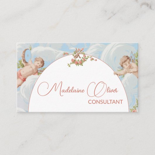 Blue Sky Angel Clouds QR-Code Visitenkarte (Vorderseite)