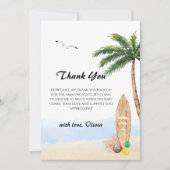 Blue Sky Baby an Bord Beach Surf Baby Dusche Dankeskarte (Vorderseite)