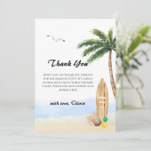 Blue Sky Baby an Bord Beach Surf Baby Dusche Dankeskarte (Stehend Vorderseite)