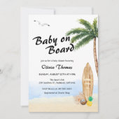 Blue Sky Baby an Bord Beach Surf Baby Dusche Einladung (Vorderseite)