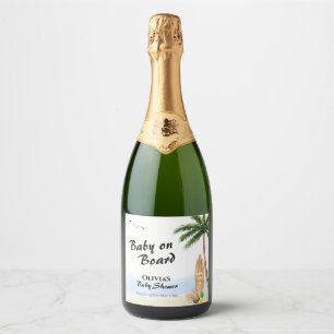 Blue Sky Baby an Bord Beach Surf Baby Dusche Schaumweinetikett