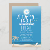 Blue Sky Beach Thema 30. Geburtstag Party Einladung (Vorne/Hinten)