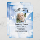 Blue Sky Beerdigung Reihenfolge des Dienstes Einla Einladung (Vorne/Hinten)