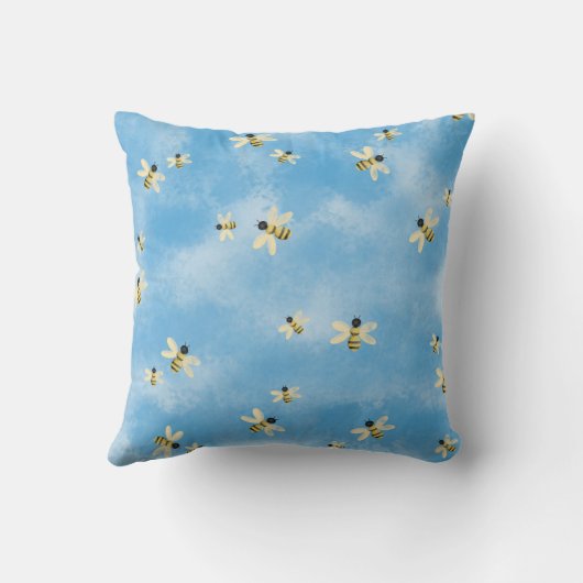 Blue Sky Bees Throw Cushion Kissen (Rückseite)
