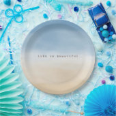 Blue Sky Beige Sand Ombre Wasserfarbe personalisie Pappteller (Party)