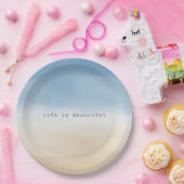 Blue Sky Beige Sand Ombre Wasserfarbe personalisie Pappteller (Party)