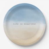 Blue Sky Beige Sand Ombre Wasserfarbe personalisie Pappteller (Vorderseite)