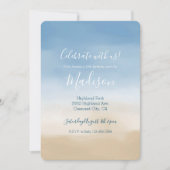 Blue Sky Beige Sand Ombre Watercolor Einladung (Vorderseite)