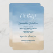 Blue Sky Beige Sand Ombre Watercolor Einladung (Vorne/Hinten)