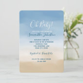 Blue Sky Beige Sand Ombre Watercolor Einladung (Stehend Vorderseite)