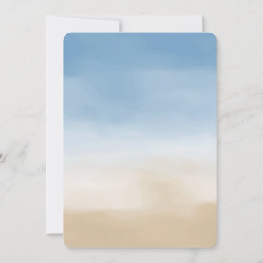 Blue Sky Beige Sand Ombre Watercolor Einladung (Rückseite)