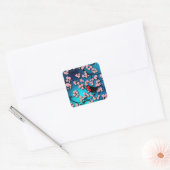 Blue Sky Bird Cherry Blossom Quadratischer Aufkleber (Umschlag)