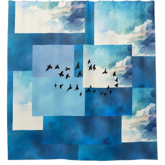 Blue Sky Birds Design Duschvorhänge Duschvorhang (Vorderseite)