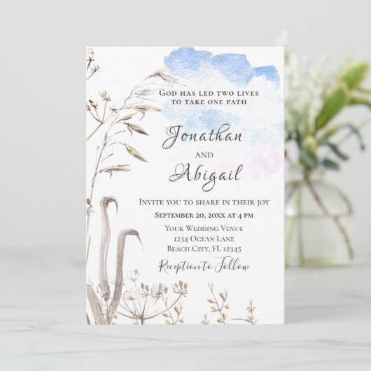 Blue Sky Botanical Garden Lässige Christliche Hoch Einladung (Stehend Vorderseite)