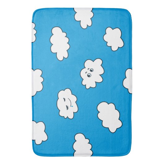 Blue Sky Cartoon Funny Clouds Badematte (Vorderseite Vertikal)