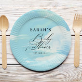 Blue Sky Clouds Baby Dusche Pappteller