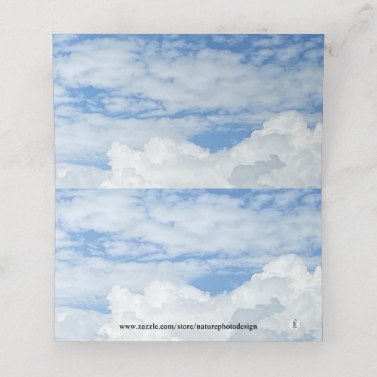 BLUE SKY CLOUDS FOTO PLATZKARTE (Innenseite Aufgefaltet)