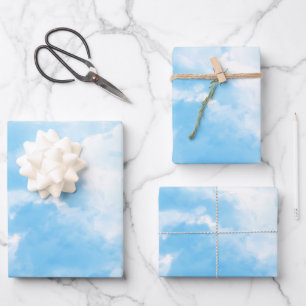Blue Sky Clouds Geschenkpapier Set
