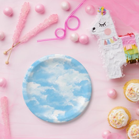Blue Sky Clouds Pappteller (Party)