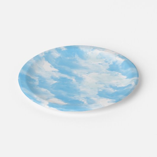 Blue Sky Clouds Pappteller (Schrägansicht)