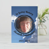 Blue Sky Clouds Sun Rays Foto Memorial Program Einladung (Stehend Vorderseite)