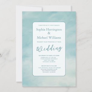 Blue Sky Clouds Wedding Einladung QR Code Ethereal