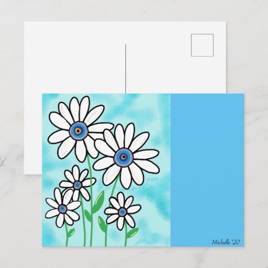 Blue Sky Daisies Postkarte (Vorne/Hinten)