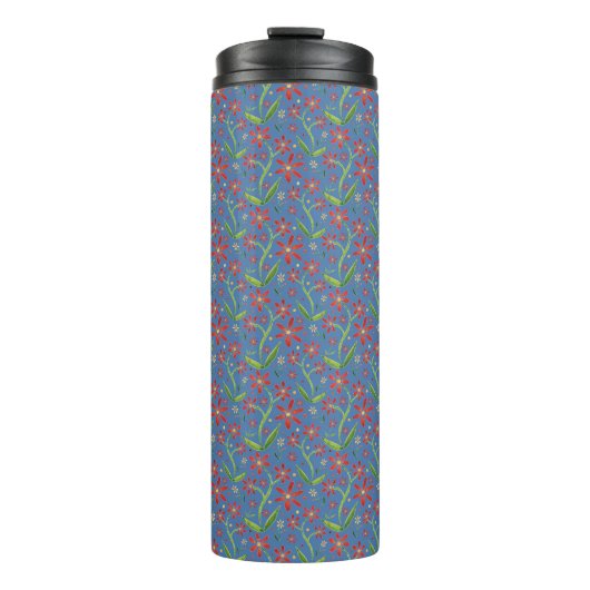 Blue Sky | Dancing Daisies Watercolor Tumbler Thermosbecher (Vorderseite)