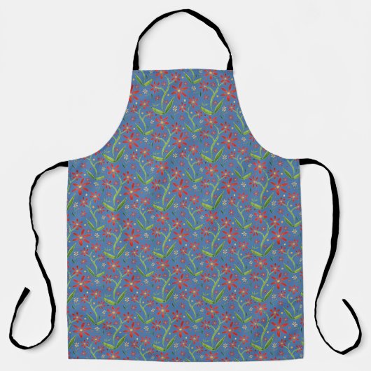 Blue Sky | Dancing Watercolor Daisies Apron Schürze (Vorderseite)
