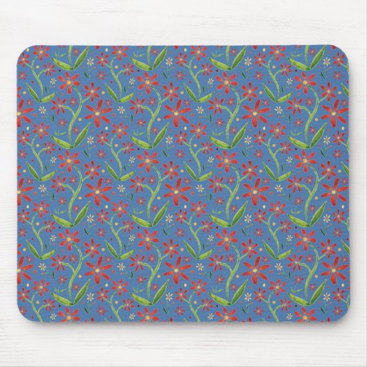 Blue Sky | Dancing Watercolor Daisies Mousepad (Vorne)