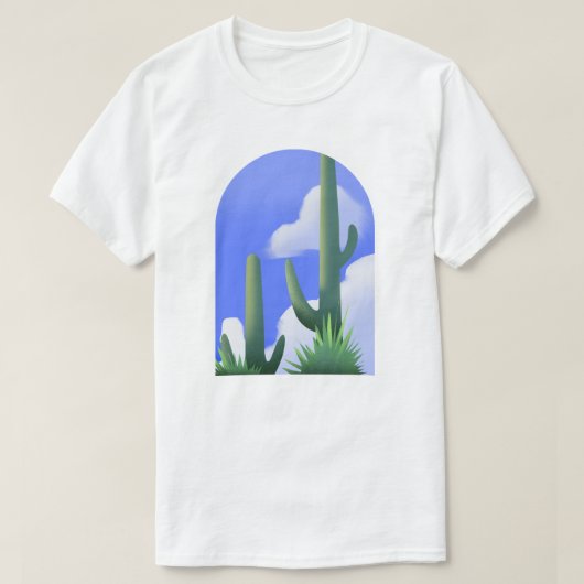 Blue Sky Desert Cactus Painting Tee (Design vorne)
