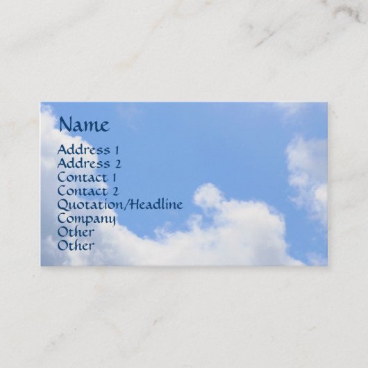 Blue Sky Fluffy Clouds Nature Business Card Visitenkarte (Vorderseite)