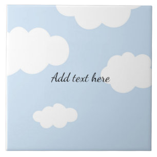 Blue Sky, Fluffy White Clouds Template Fliese