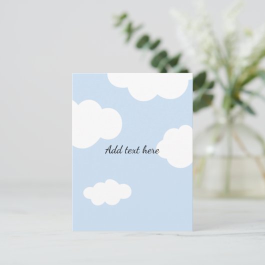 Blue Sky, Fluffy White Clouds Template Postkarte (Stehend Vorderseite)