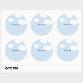 Blue Sky, Fluffy White Clouds Template Runder Aufkleber (Blatt)