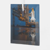 Blue Sky for Space Shuttle Atlantis Start Ornament Aus Glas (Vorderseite links)