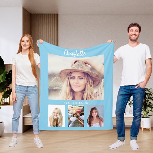 Blue Sky Foto Collage Girl Friends Fleecedecke