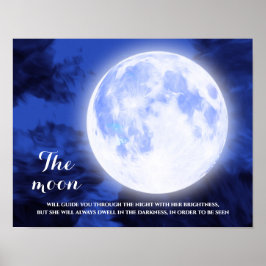 Blue Sky Full Moon Inspiration Zitat Poster