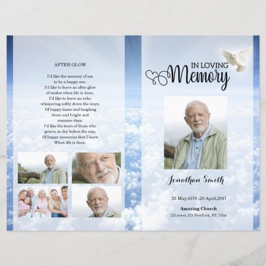Blue sky Funeral Program template (Vorderseite)