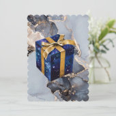 Blue sky gift box b birthday einladung (Stehend Vorderseite)