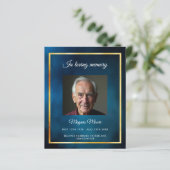 Blue Sky Gold Foto Beerdigungskarte (Stehend Vorderseite)