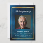 Blue Sky Gold Foto Beerdigungskarte Einladung (Vorderseite)