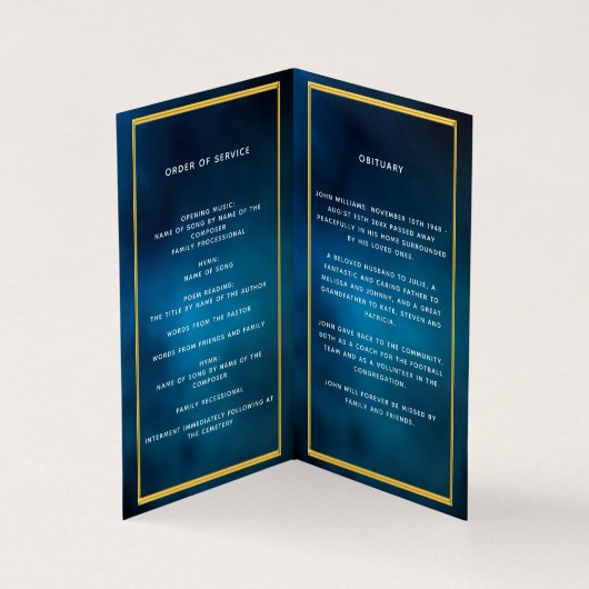 Blue Sky Gold Foto elegantes Beerdigungsprogramm (Innenseite)
